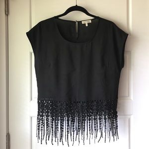 Black Tassel Crop Top
